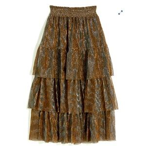 Metallic Tiered Midi Skirt - SIZE M (Holiday or Everyday)